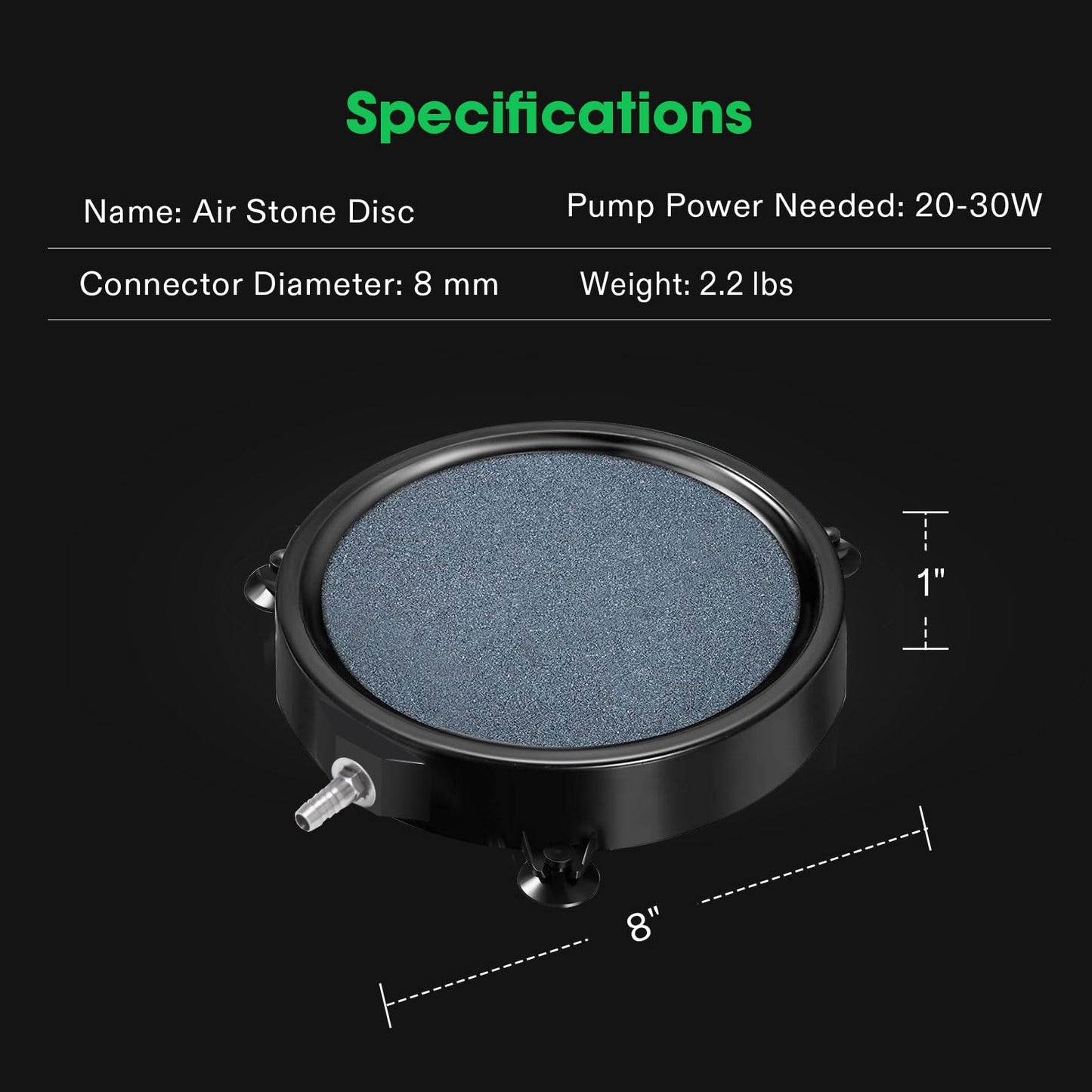 VIVOSUN Air Stone Disc 8 x 8 Inch with Shell and Sucker for Aquarium, Fish Tank and Hydroponics Air Pump