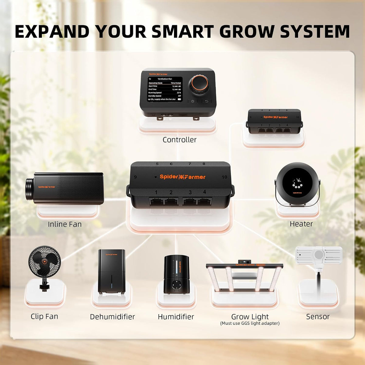 Spider Farmer GGS Pro Adapter Grow System Universal Ten-Port Expansion Hub