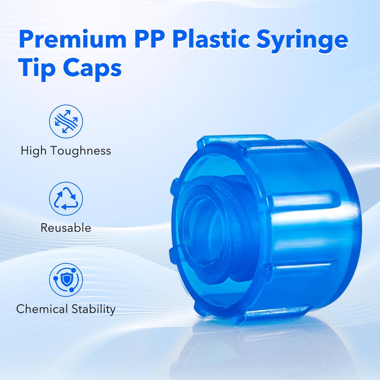 FOUR E'S SCIENTIFIC 300 pcs Syringe Tip Caps Blue