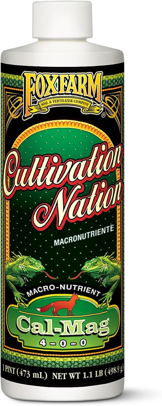 Fox Farm Cultivation Nation Cal-Mag Supplement - Formula with 3% Calcium & 1% Magnesium for Flowering & Fruiting, Ideal for Hydroponics, Soil, & All Growing Environment, NPK 4-0-0 (1 Pint)