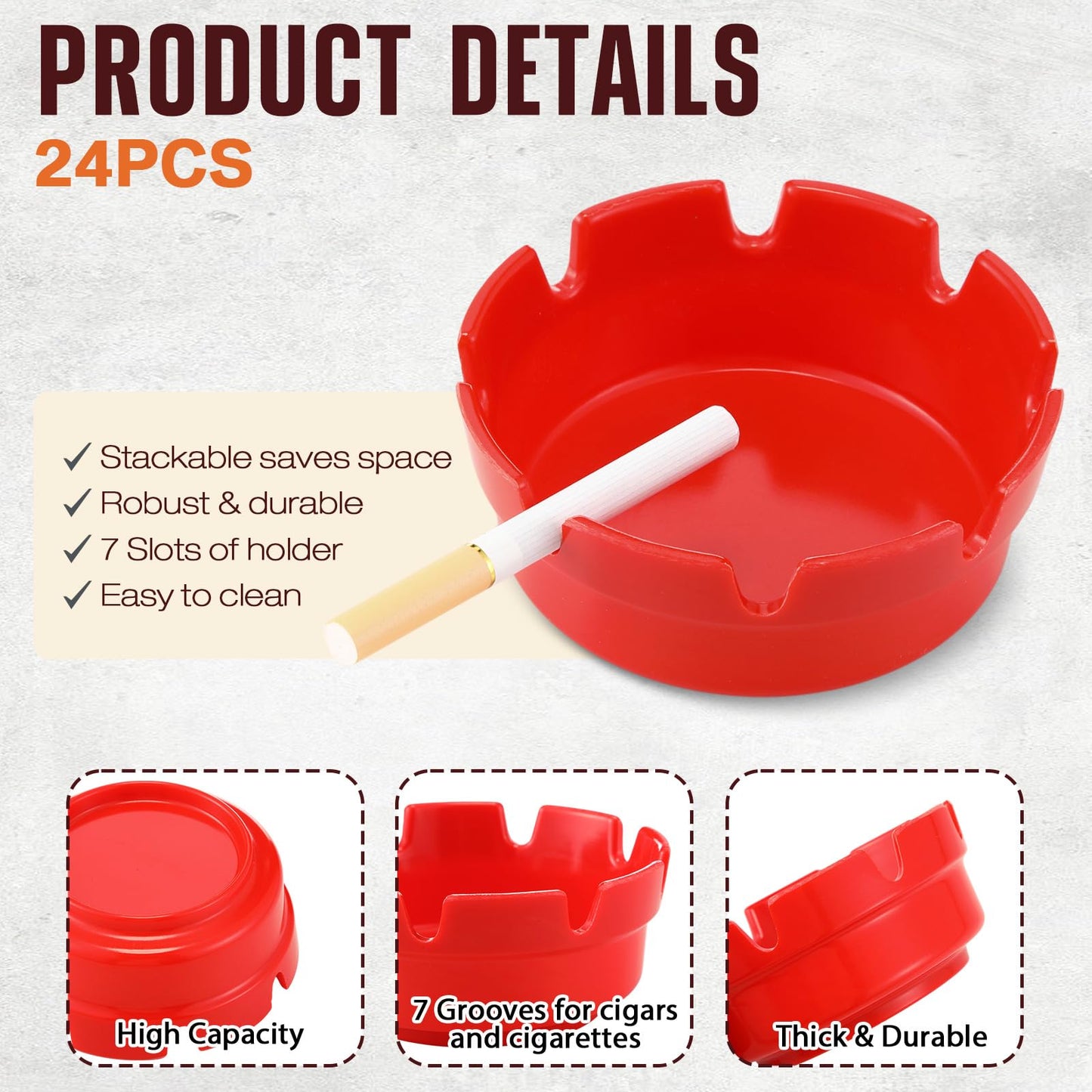 Reginary 24 Pieces 4" Ashtrays Bulk Round Ashtray Ash Tray Outdoor Ashtray Home Ashtrays for Patio Outdoor Restaurant Kitchen Table Indoor Home Decoration