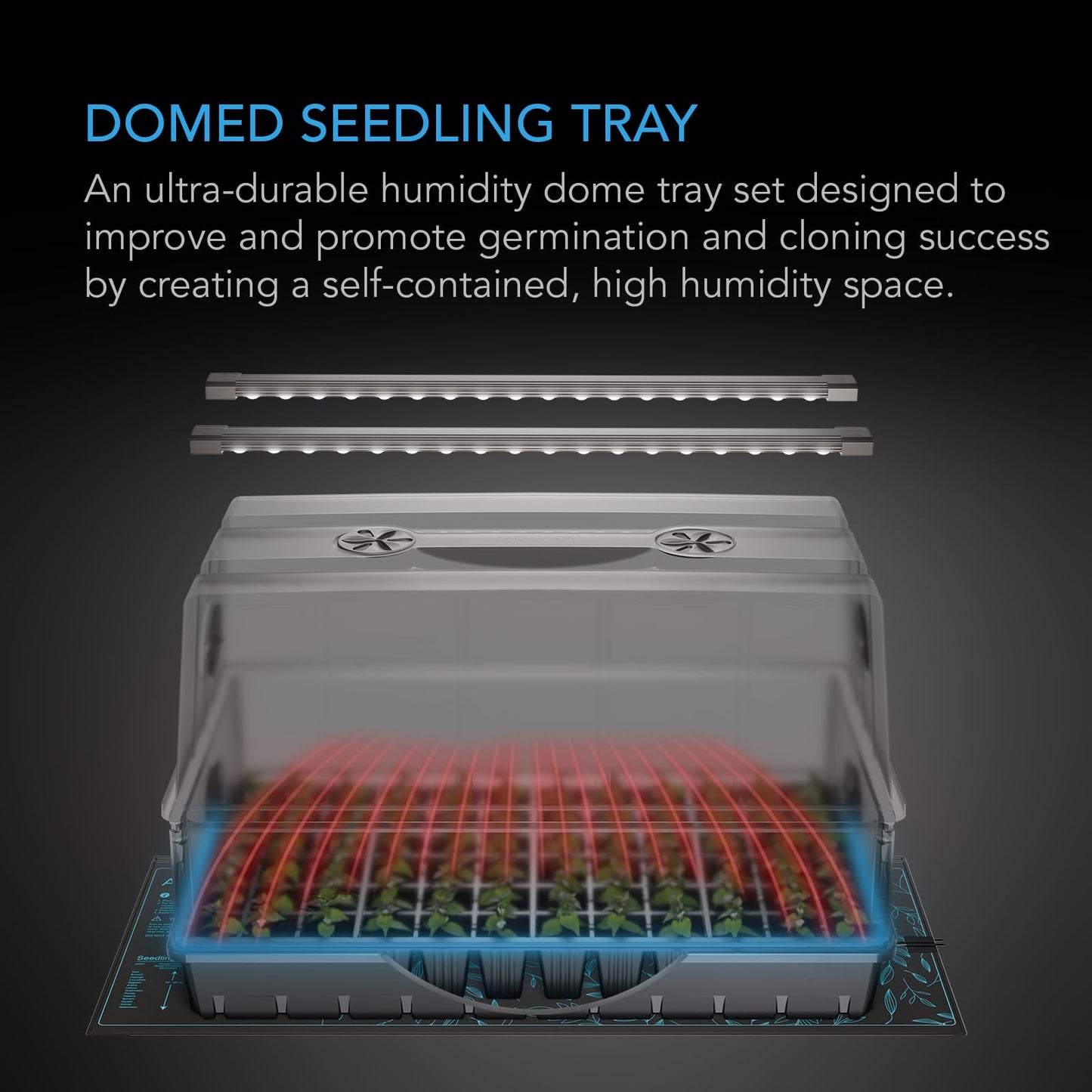 AC Infinity Humidity Dome, Heavy-Duty Germination Kit with 3 mm Thickest Dome, Sturdy Drip Tray, 5x8 Cell Seedling Tray, Vented Height Extension Panels, for Seed Starting, Propagation, Cloning Plants