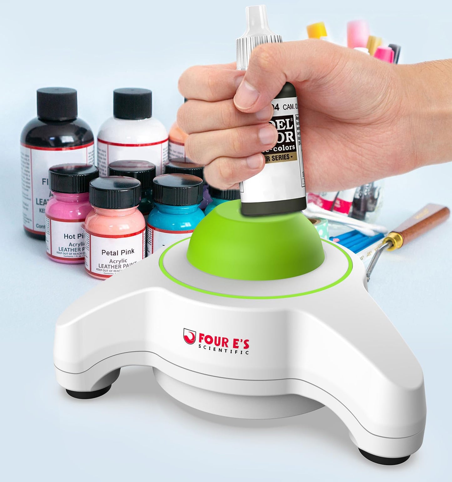 FOUR E'S SCIENTIFIC Vortex Mixer 5600rpm, Paint Mixer Touch Function, Mini Lab Vortex Shaker with an Extra Silicone Cap for Acrylic Miniature Model Paints Nail Polish Ink
