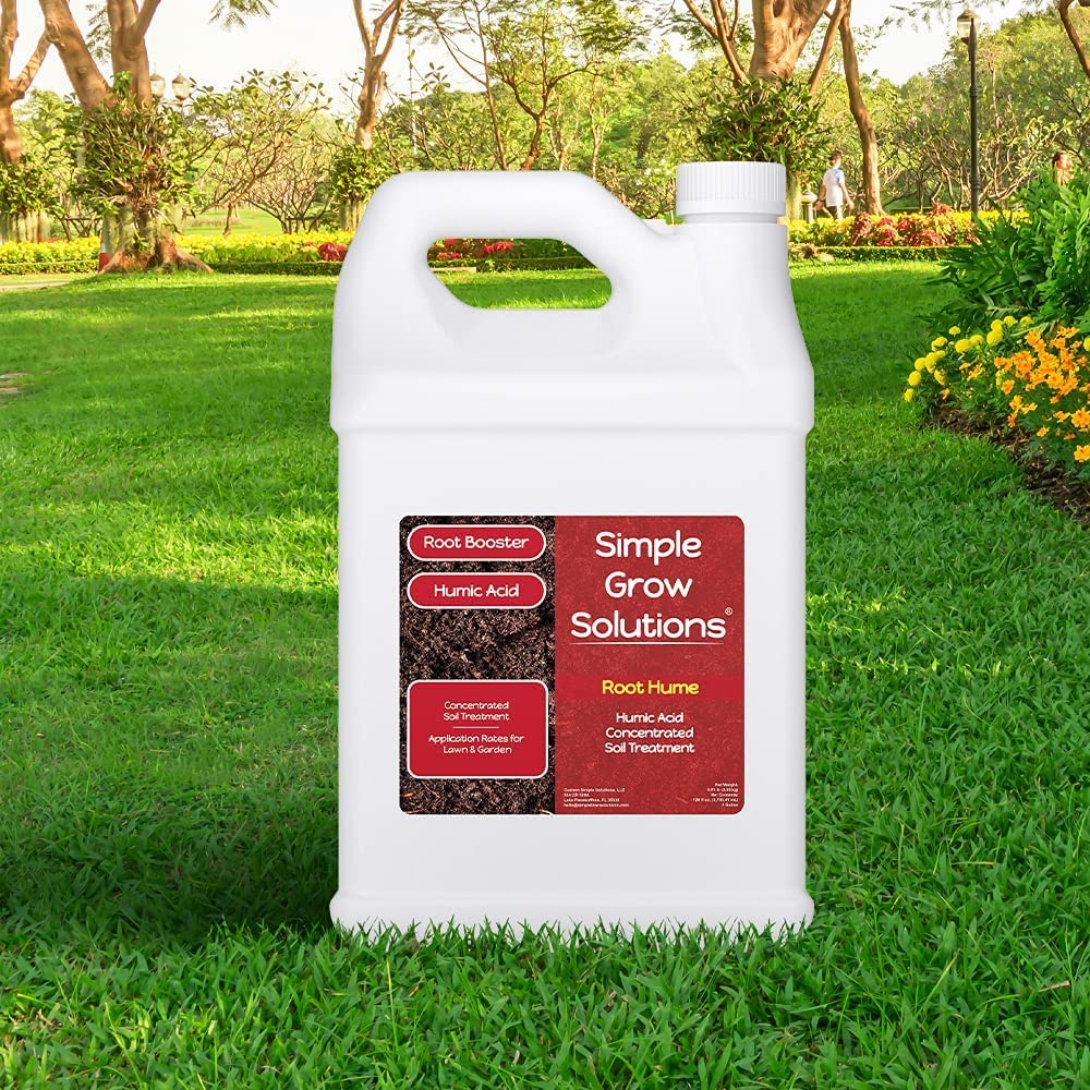 Organic Humic Acid Blend for Lawn and Garden - Root Hume - Concentrated Liquid Soil Conditioner for All Grass Types -Simple Lawn Solutions- OMRI Organic - Use with Fertilizer Program (2.5 Gallon)