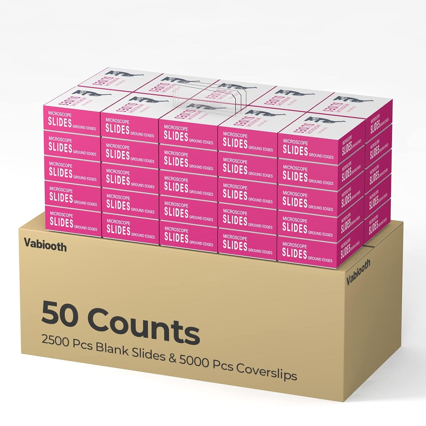 50 Pack 7500 Pcs Microscope Slides Kit, 2500 Pcs Pre-Cleaned Blank Microscope Slides and 5000 Pcs 22x22mm Square Coverslips Cover Glass for Monocular Binocular Trinocular Microscopes