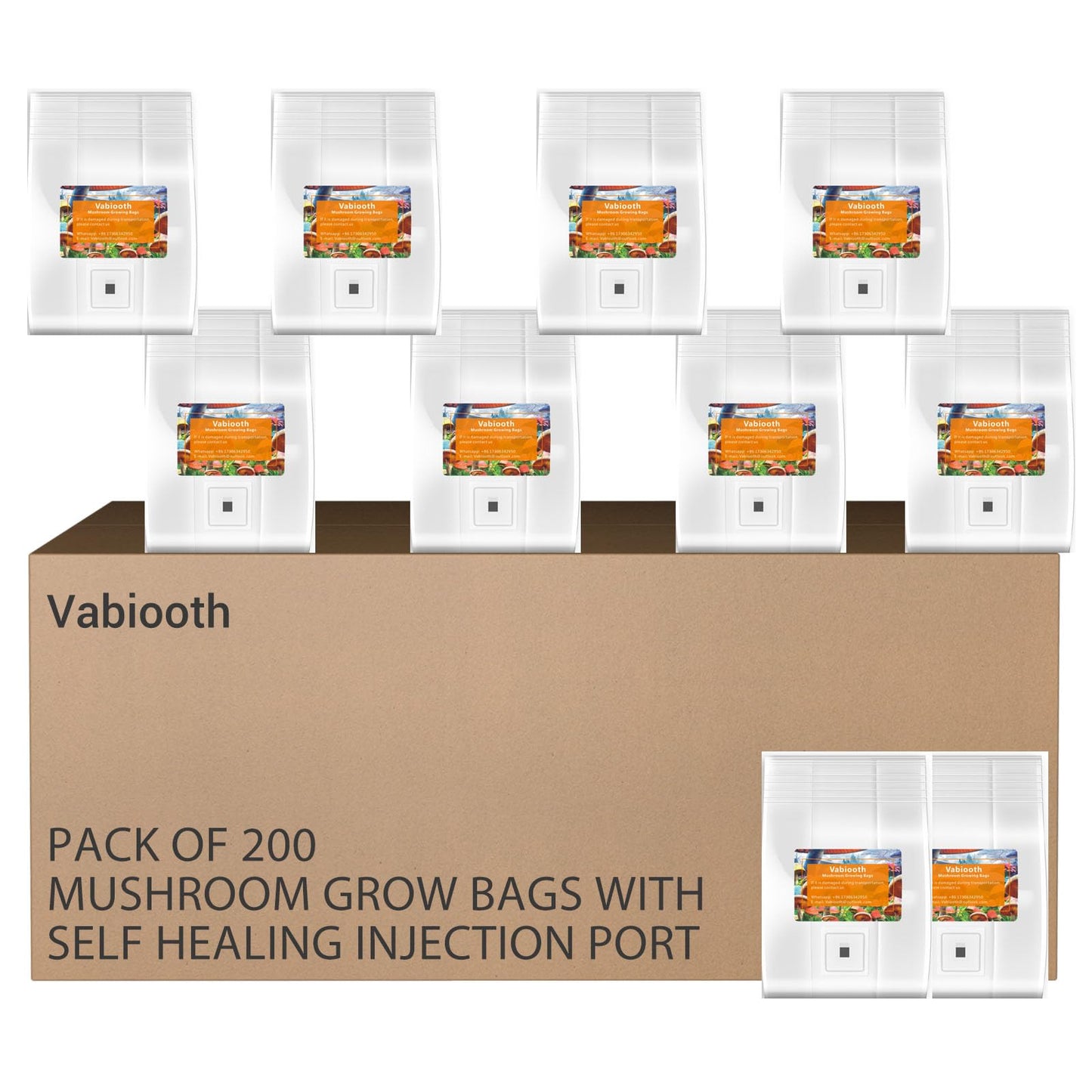 25 Packs 6 Mil Mushroom Grow Bags, Thick Spawn Bags 5" X 8" X 20" with 0.2 Micron Filter Breathable Autoclavable Durable Tear-Resistant