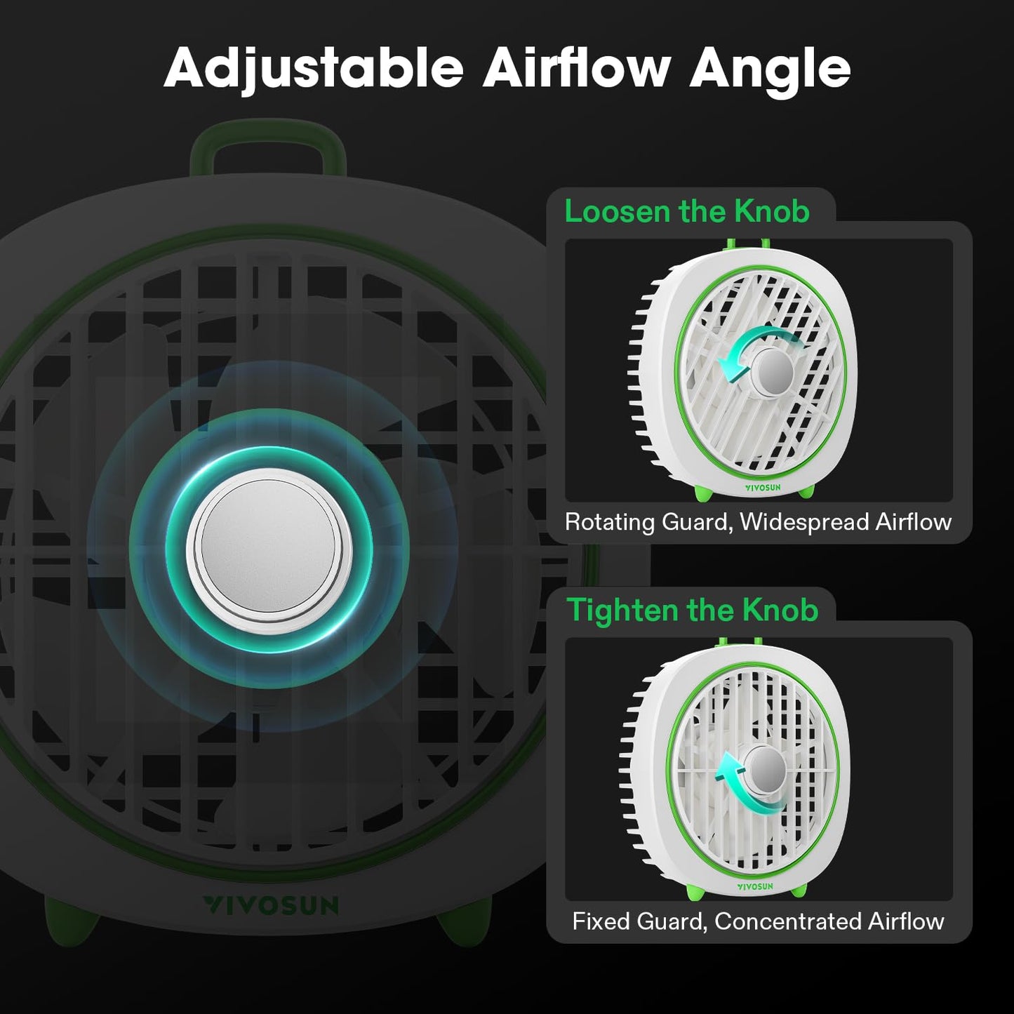 VIVOSUN AeroWave D4, 4” Grow Tent Clip Fan with Detachable Hook, 3-Speed Strong & Quiet Airflow, Adjustable Airflow Angle for Hydroponics, Circulation & Cooling, Black, 2-Pack