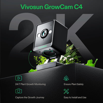 VIVOSUN GrowCam C4, 2K QHD WiFi Smart Camera for Grow Tent & Smart Grow Box