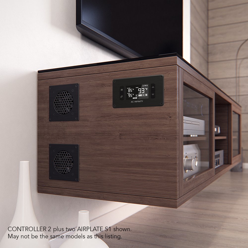 AC Infinity AIRPLATE S5, Quiet Cooling Fan System 8" with Speed Control, for Home Theater AV Cabinets