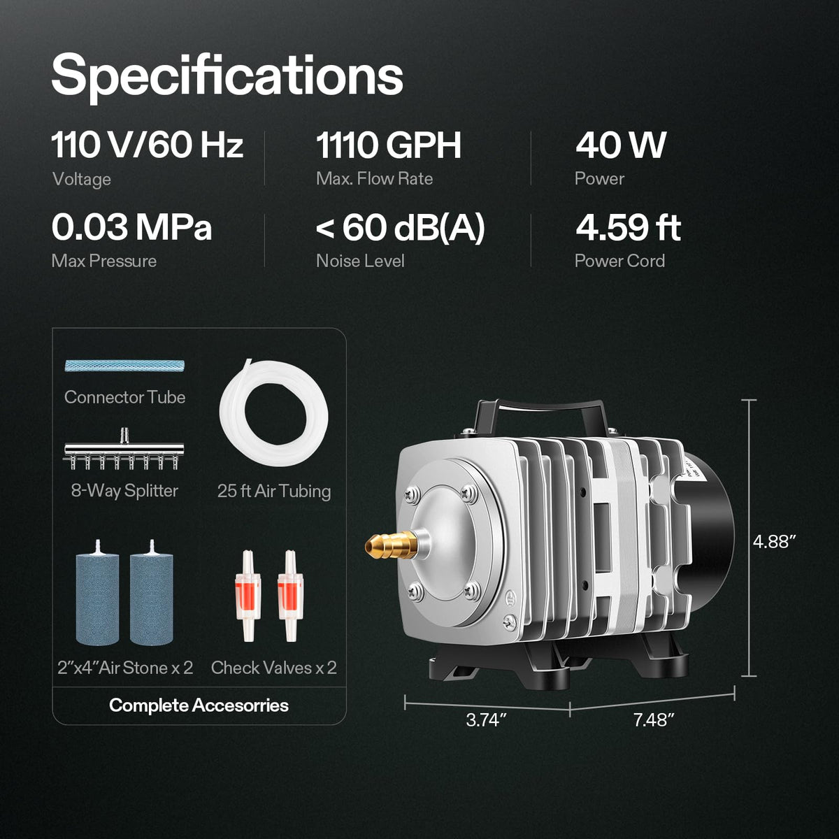 VIVOSUN Aquarium Air Pumps, Multiple Flow Options