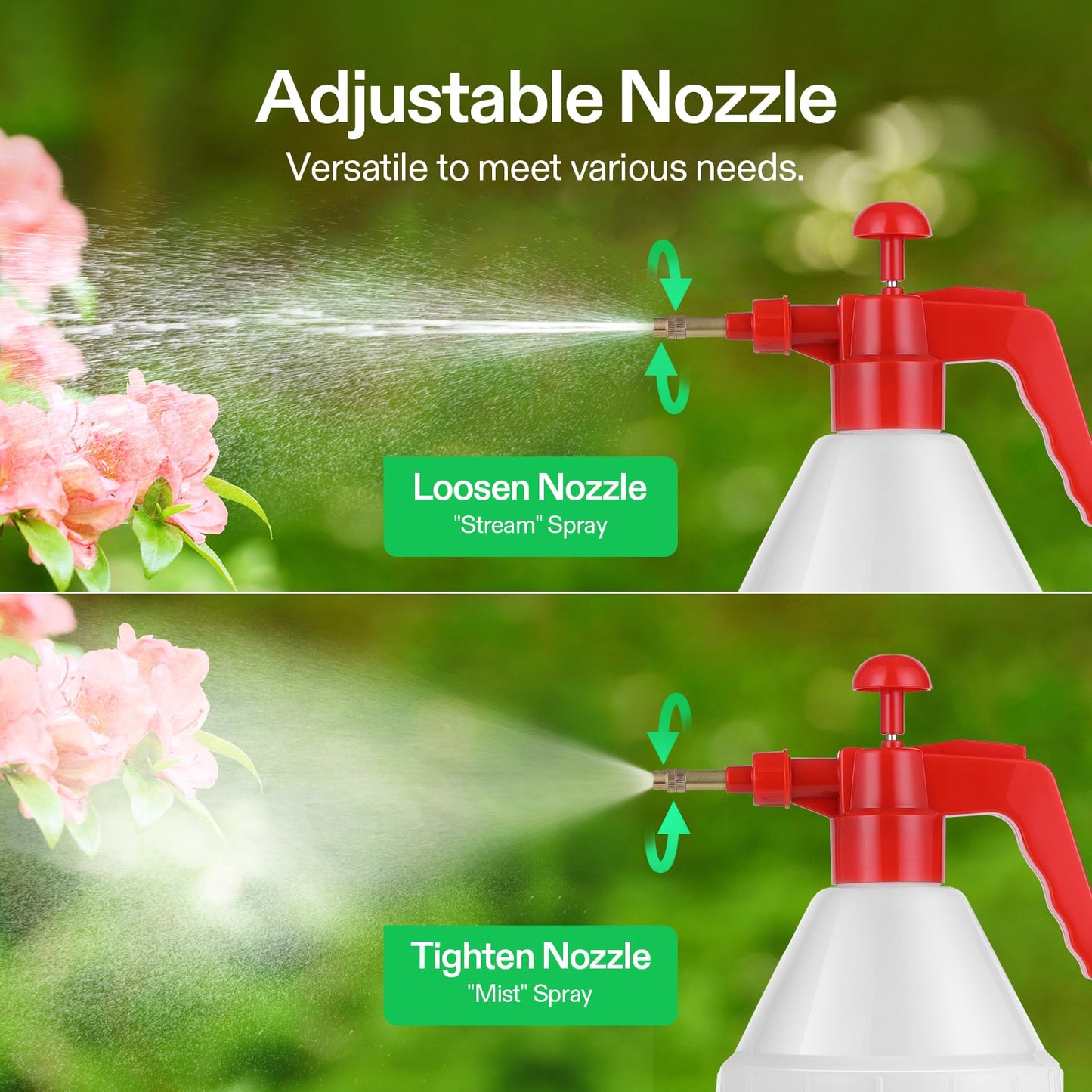 VIVOSUN 27oz Pump Sprayer, Handheld Garden Water Sprayer Bottle with Adjustable Brass Nozzle, for Spraying Plants, Flowers, Weeds and Cleaning, Green
