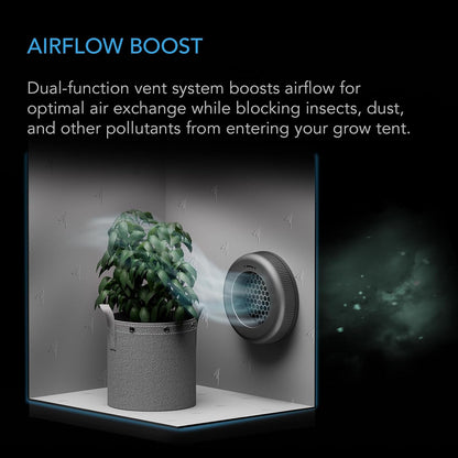 AC Infinity Light-Blocking Grow Tent Duct Vents, Multiple Sizes