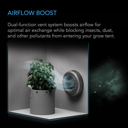 AC Infinity Light-Blocking Grow Tent Duct Vents, Multiple Sizes