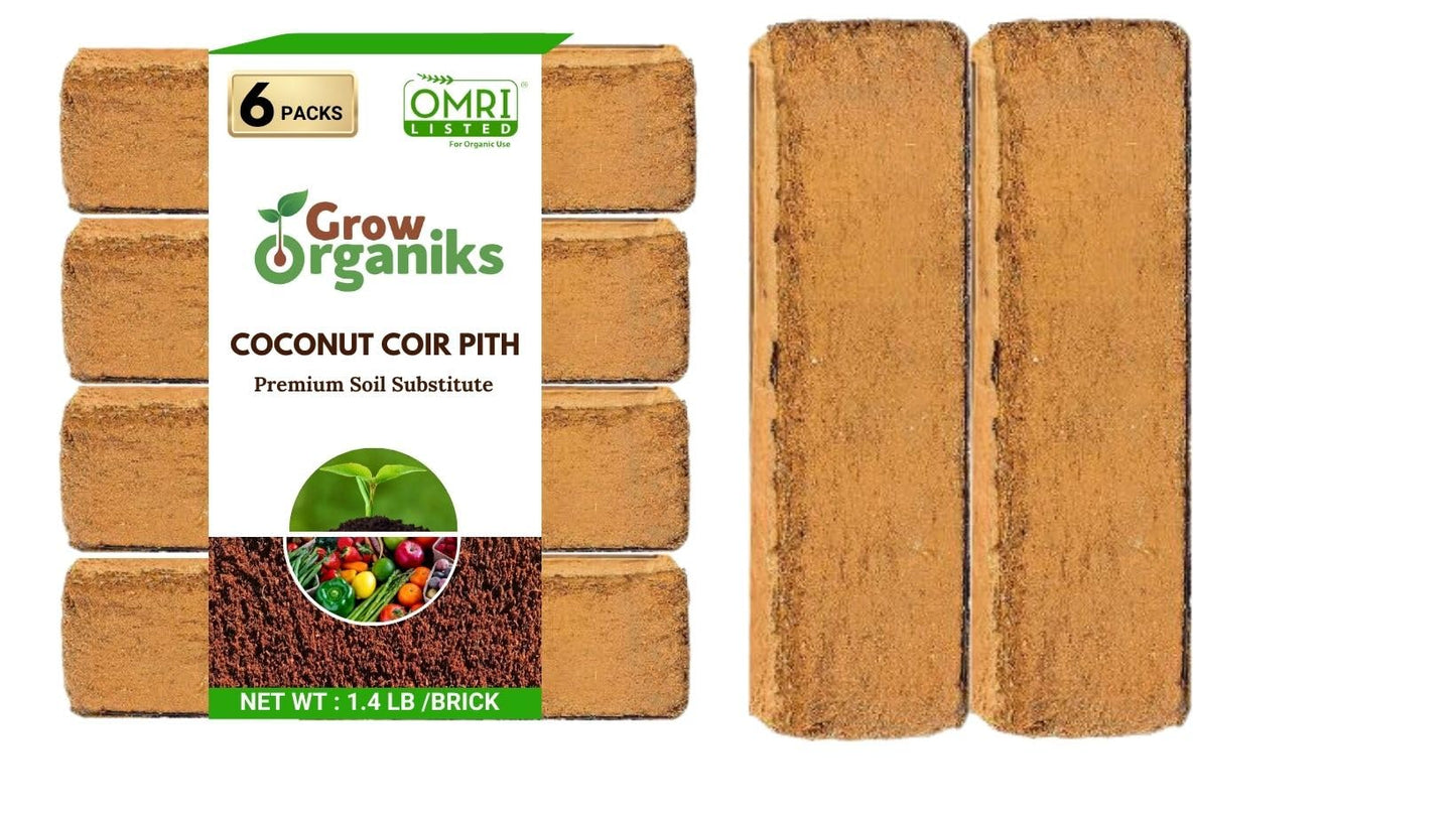 Coco Coir Pith,Coco Peat Brick/Block -11 Lbs, OMRI Listed for Organic Use, Expansion Between 70-75L,Universal Potting Substrate for All Plants & Crops