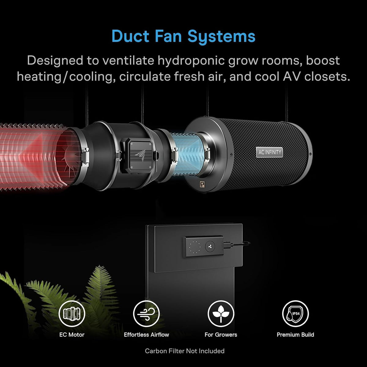 AC Infinity Inline Duct Fans with Controller Options