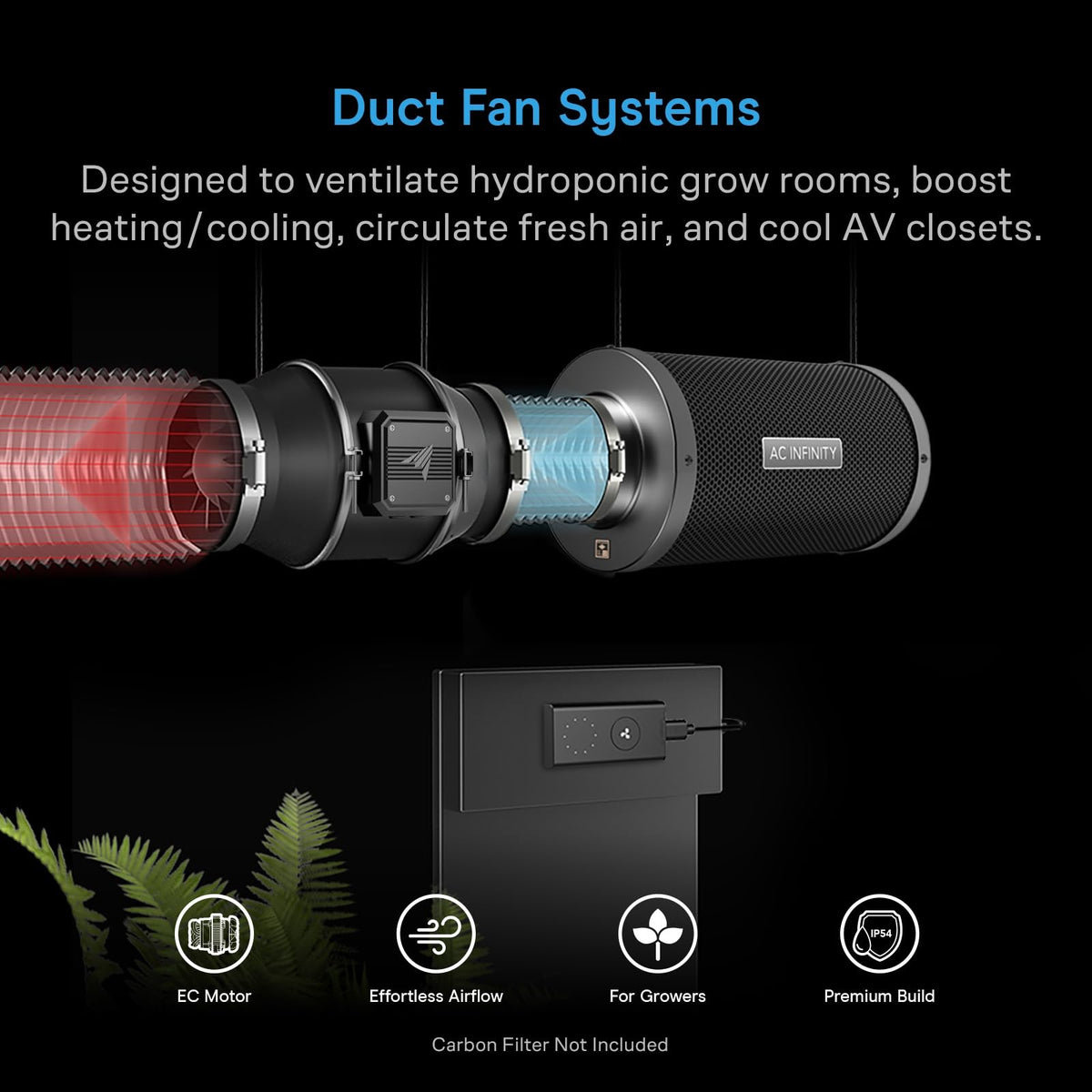 AC Infinity Inline Duct Fans with Controller Options