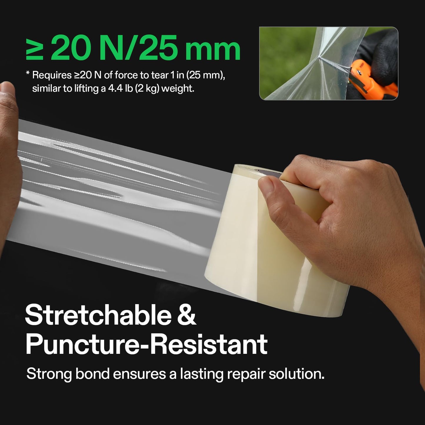 VIVOSUN Greenhouse Repair Tape, 6.3 mil 3" x 108' Weatherproof Clear Poly Patch Tape, Heavy Duty Greenhouse Sheeting Coverings Film Tape for Plastic Sheeting and Tents