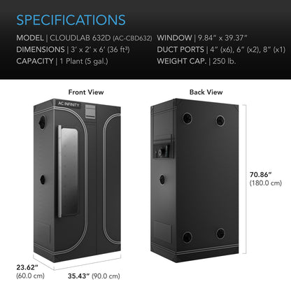 AC Infinity CLOUDLAB Grow Tents, Size and Layout Options