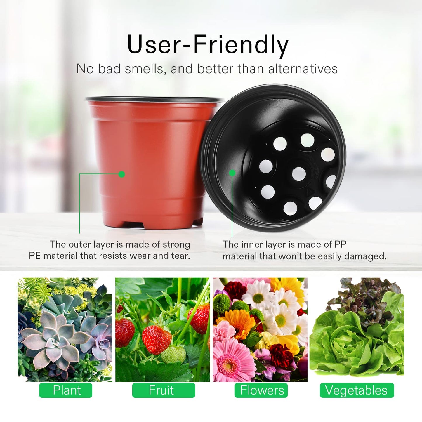 VIVOSUN 100pcs 4 Inch Planter Nursery Pots, Plastic Pots for Flower Seedling