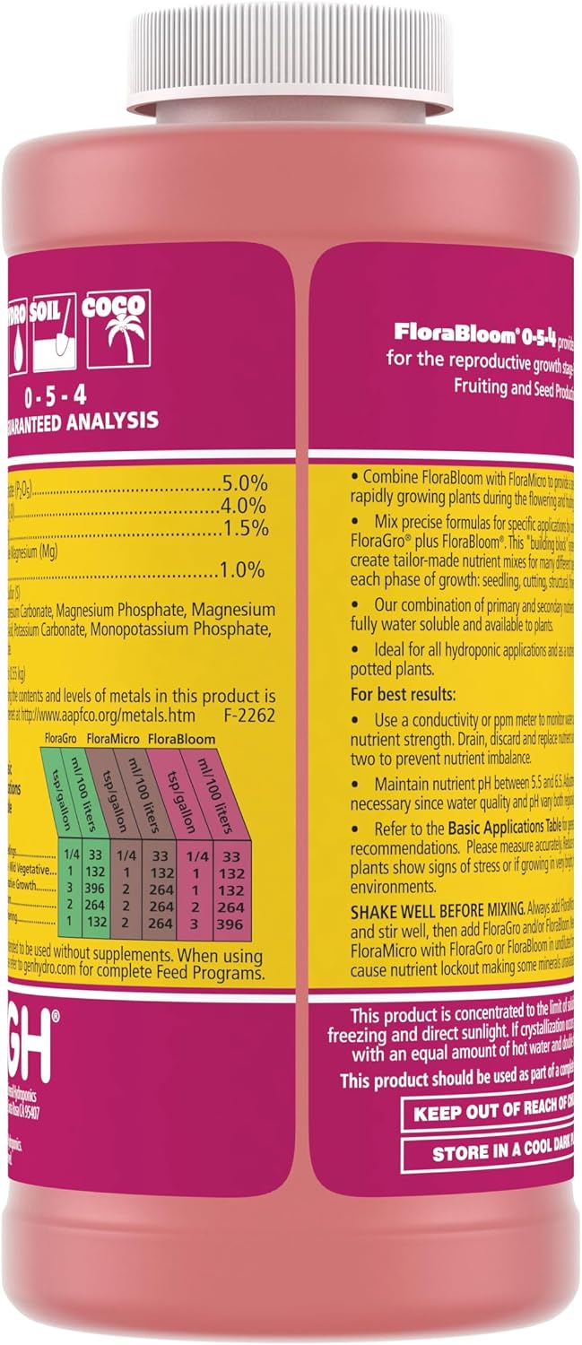 General Hydroponics FloraBloom Plant Nutrient, Multiple Sizes