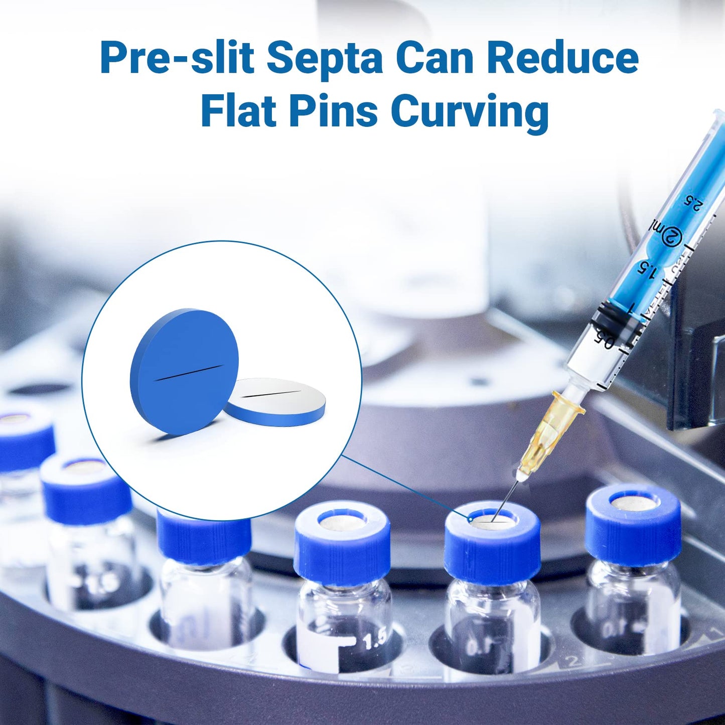 FOUR E'S SCIENTIFIC 2ml Autosampler Vials 1000 Pack - HPLC Vial | 9-425 Amber Vial with Blue Screw Caps | Writing Patch | Graduation | White PTFE & Red Silicone Septa Fit for LC Sampler