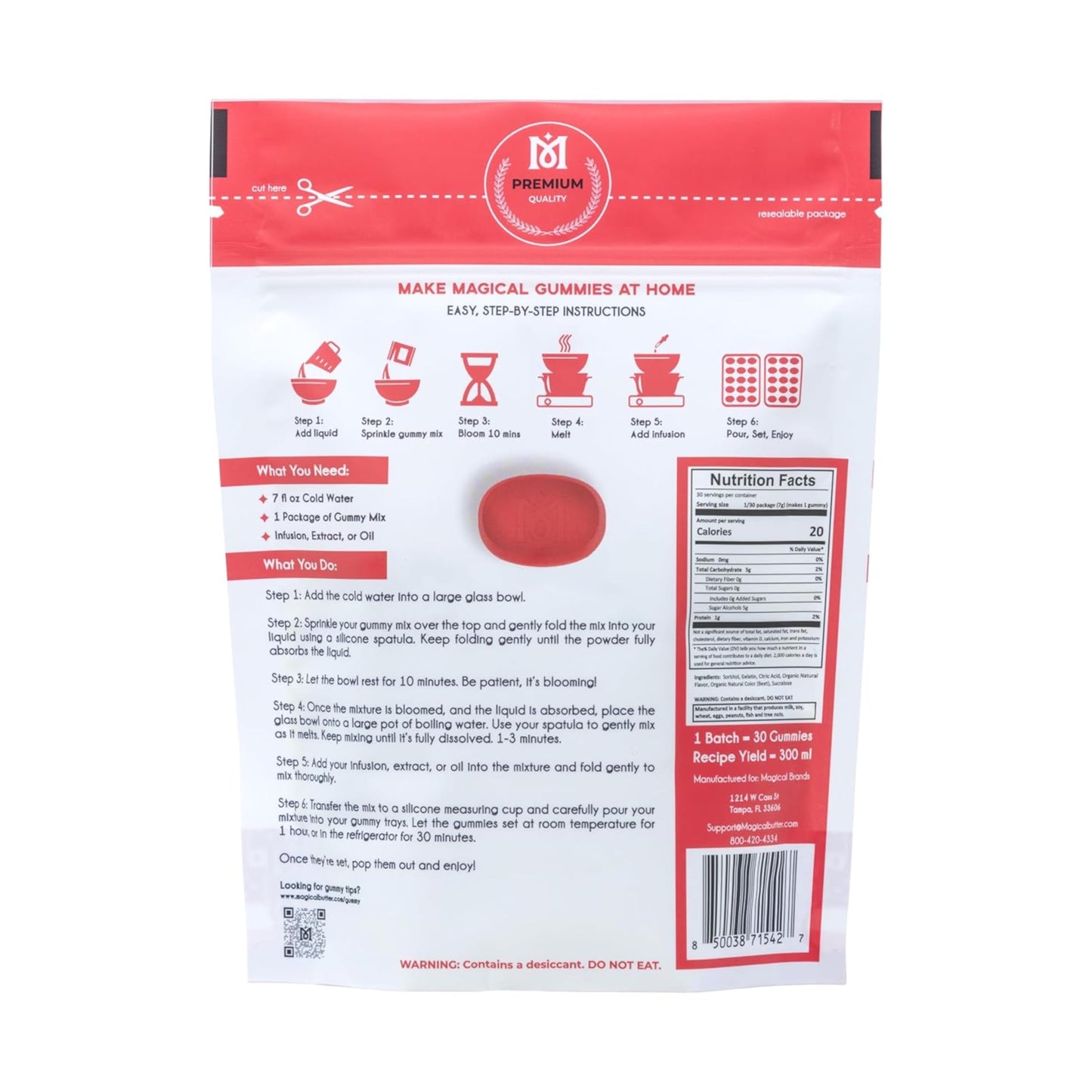 Magical Butter Premium Blue Raspberry Gummy Mix – Organic, Sugar-Free Gelatin Powder for Homemade Gummies – Easy-to-Use Candy Making Mix