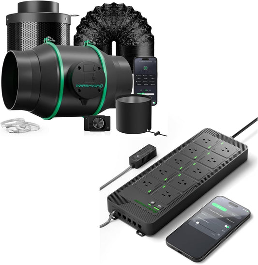 MARS HYDRO 2025 New Version iFresh 6 Inch Smart Inline Fan Combo and iHub-Pro