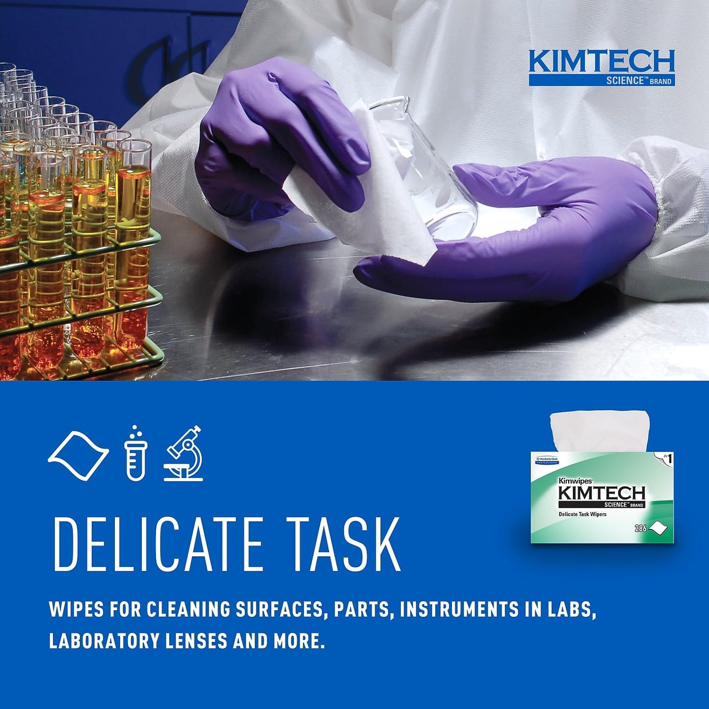 Kimtech Science™ Kimwipes® Delicate Task Wipes (34155), Pop-Up Box, White (286 Sheets/Box)
