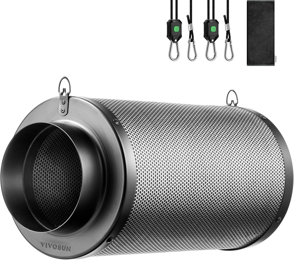 VIVOSUN 6" Pro Carbon Filter & Pre-Filter 455 CFM for Inline Fan, Black