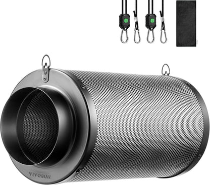 VIVOSUN 6" Pro Carbon Filter & Pre-Filter 455 CFM for Inline Fan, Black