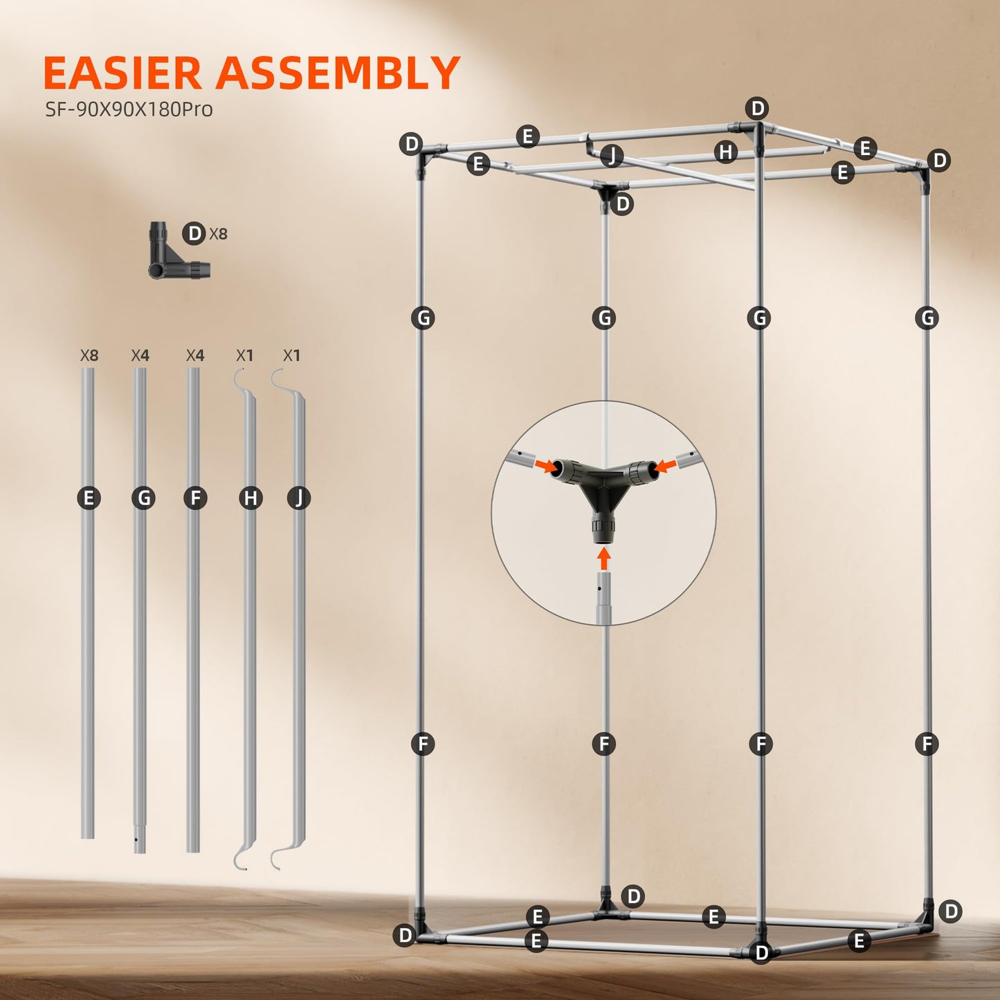 Spider Farmer Pro Series 4.6x2.3x6.6 Grow Tent, 55"x28"x80" with Roll-up Door, Observation Window Floor Tray, 2000D Thicken Mylar Canvas, 4x2 for Hydroponic Indoor Growing for SF2000, SE4500, G4500