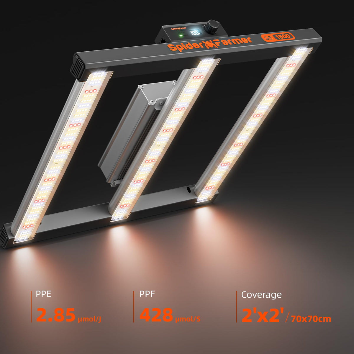 Spider Farmer SE5000 LED Grow Light 480W for 4x4 Grow Tents, App‑Controlled