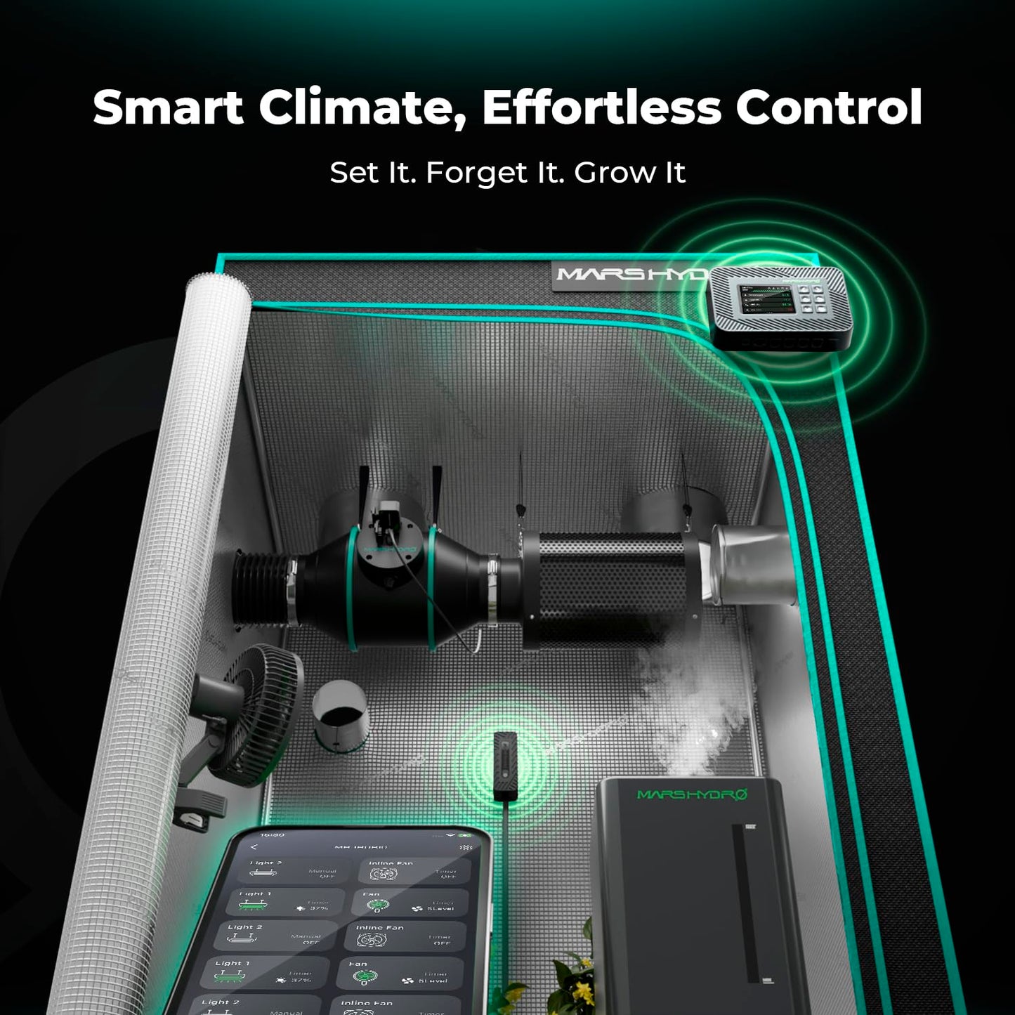 MARS HYDRO iControl for Grow Tent, Smart Grow Room Controller and iHub-4AC Smart Power Strip: Flexible Add-On for iControl Controller for Multi-Zone Grow Rooms with Centralized Control