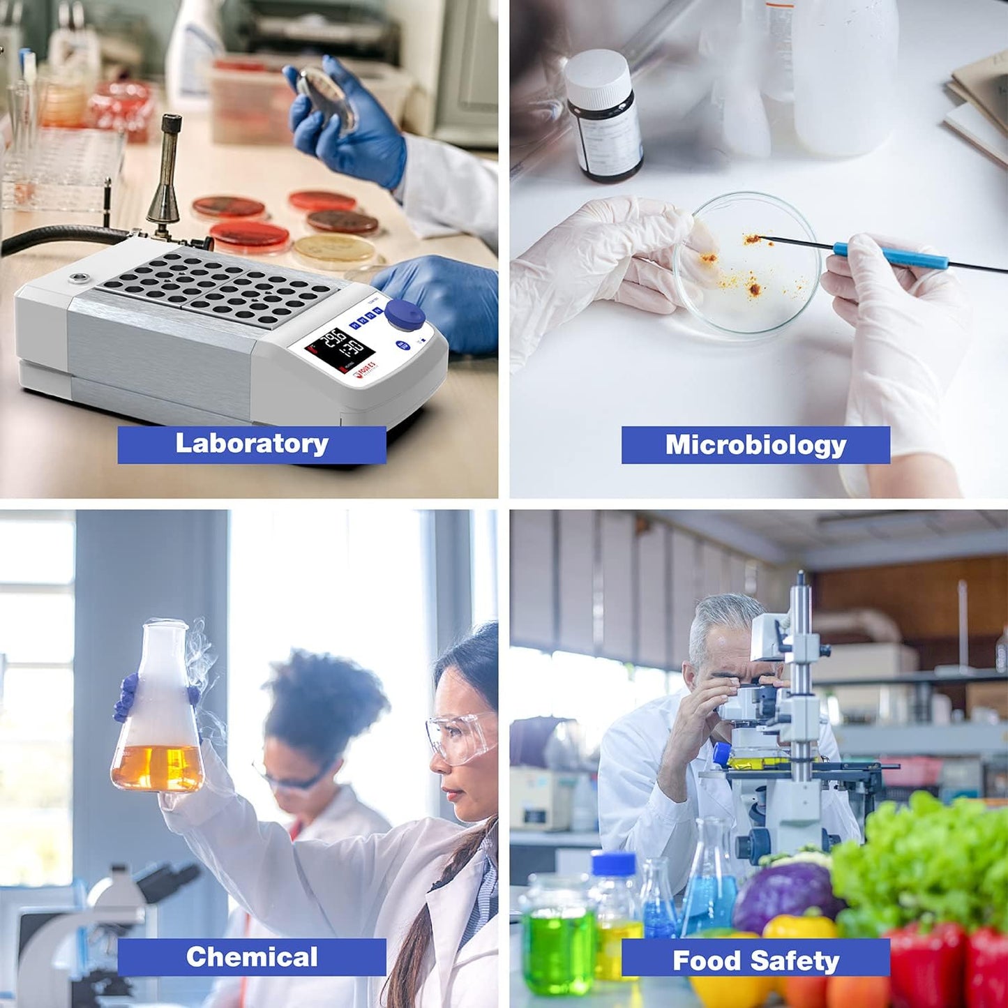 FOUR E'S SCIENTIFIC Digital Dry Bath Incubator with 20 x 1.5ml Heating Block & Temperature Sensor, Up to 302℉/150°C, LED Display, High Temperature Precision, Timing Control for Laboratory