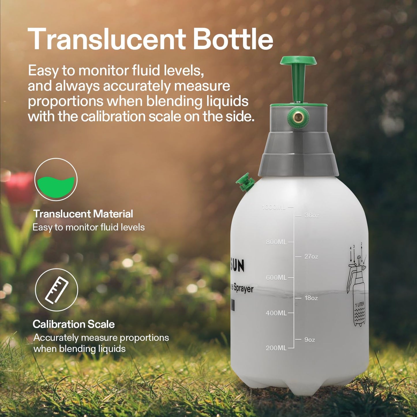 VIVOSUN 0.5Gal Handheld Garden Sprayer, 2L Pump Sprayer, 68 Oz Water Spray Bottle with Safety Valve, Adjustable Nozzle, Extended Spray Rod & Additional Seals, Ideal for Watering, Fertilizing, Cleaning