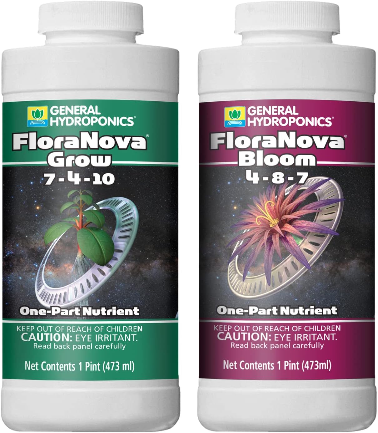 General Hydroponics FloraNova Grow 7-4-10, Robust Strength of Dry Fertilizer But in Rapid Liquid Form, Use for Hydroponics, Soilless Mixtures, Containers & Garden Grown Plants, 1-Quart
