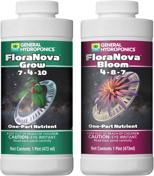 General Hydroponics FloraNova Grow 7-4-10, Robust Strength of Dry Fertilizer But in Rapid Liquid Form, Use for Hydroponics, Soilless Mixtures, Containers & Garden Grown Plants, 1-Quart