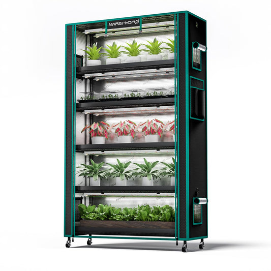MARS HYDRO 2025 Plant Stand with Grow Lights,4-Tier Plant Shelf with 6 Full Spectrum LED Lamps (150W, 3ft) & Grow Tent | for Vegetables, Seedlings, Plant Growth | 5000K, 37×14×59''