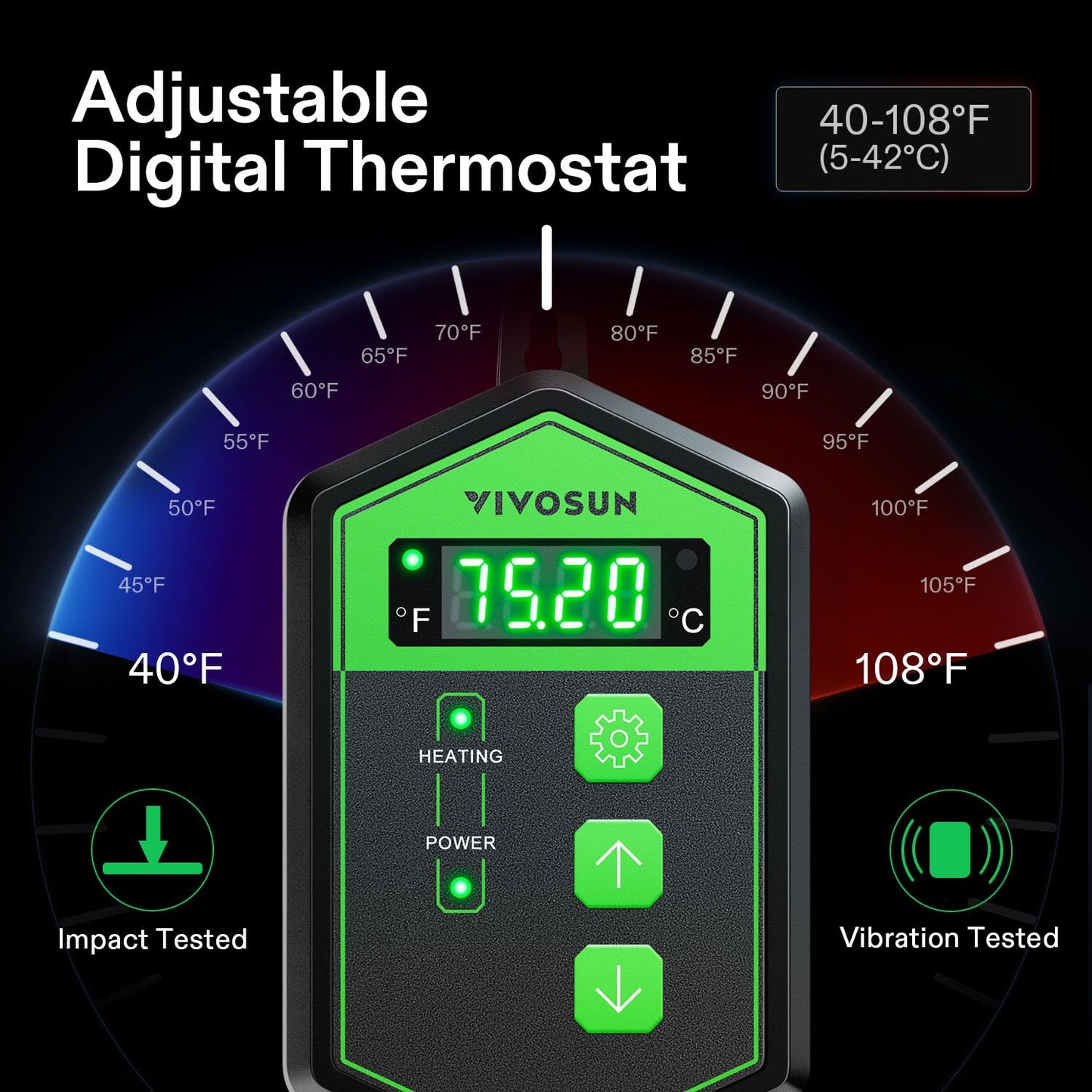 VIVOSUN 10"x 20.75" Seedling Heat Mat and Digital Thermostat Combo Set, UL & MET-Certified Warm Hydroponic Heating Pad for Germination, Indoor Gardening, Greenhouse