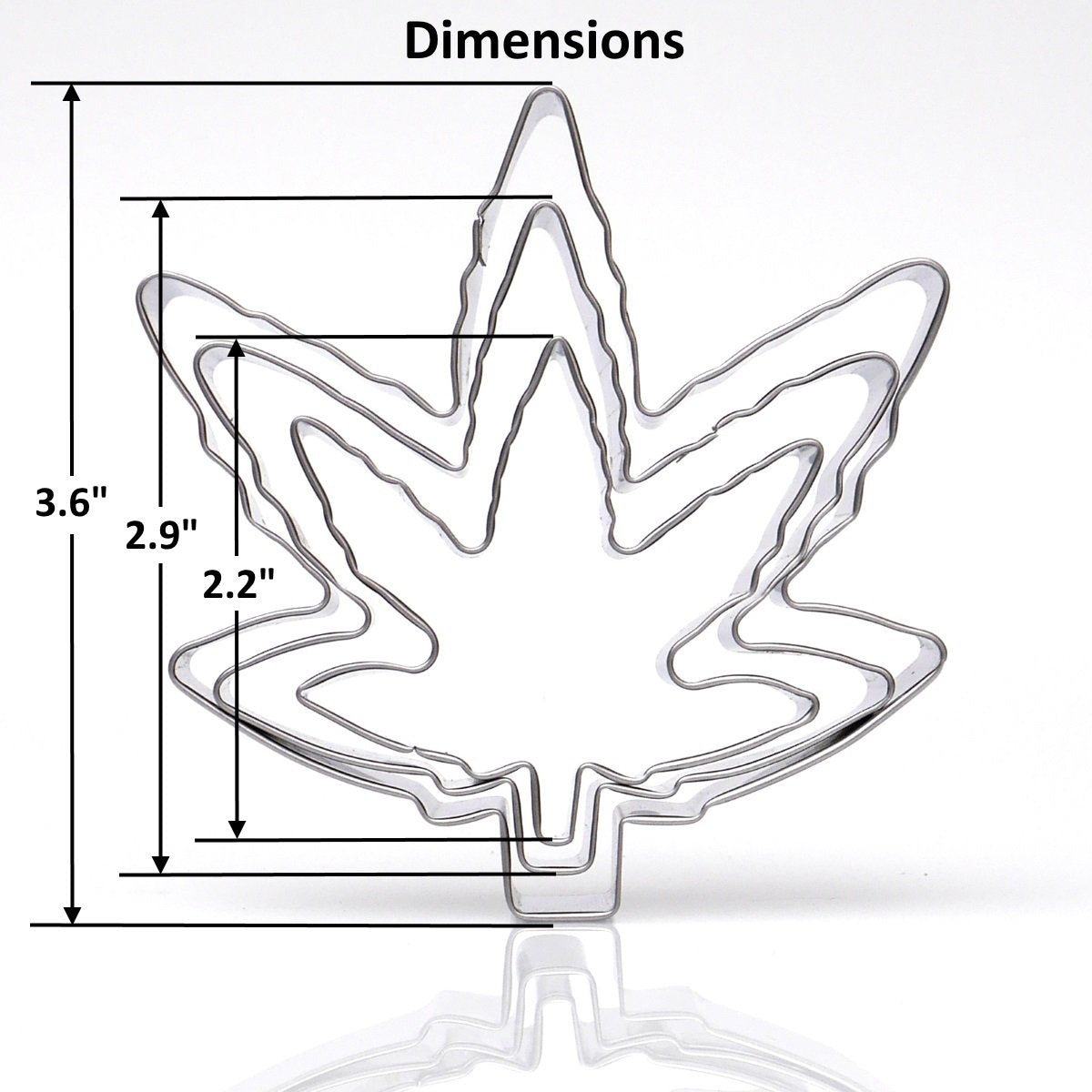 Marijuana Cannabis Shaped (Pot Leaf), Cookie Cutter Set, 3 Piece, Premium Food-Grade Stainless Steel, Dishwasher Safe (1 Pack)