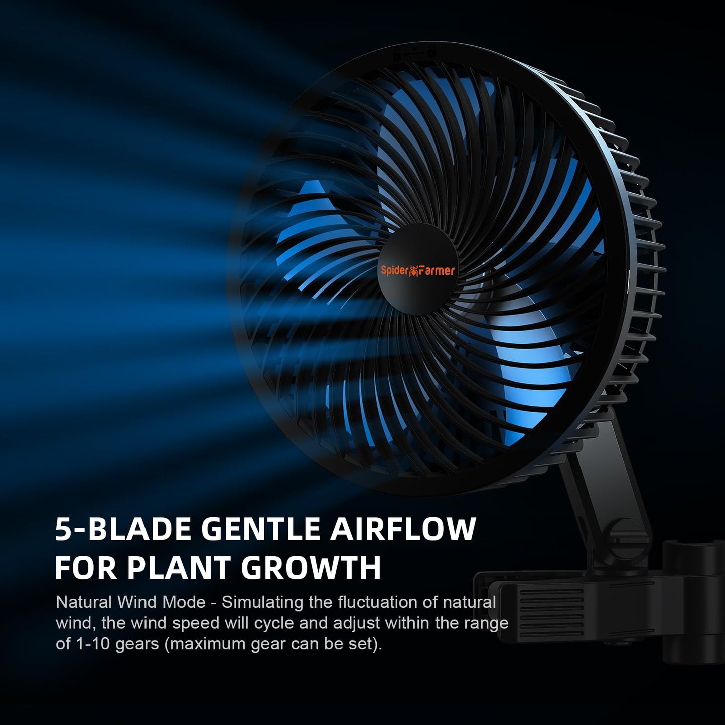 Spider Farmer New Grow Tent Clip Fan 6", EC Motor, Custom 10 Dynamic Wind Speeds and 10-Level Oscillation, Weatherproof IP-54, Powerful Airflow but Quiet for Hydroponics Circulation Cooling