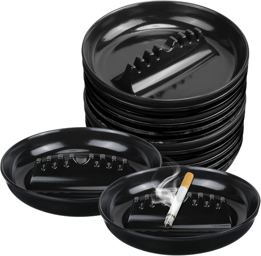 Reginary 12 Pcs Round Ashtray Large Plastic 6.69" Ashtray Holder Vintage Ash Tray for Indoor Outdoor Home Bar Restaurant Tabletop Ash Tray