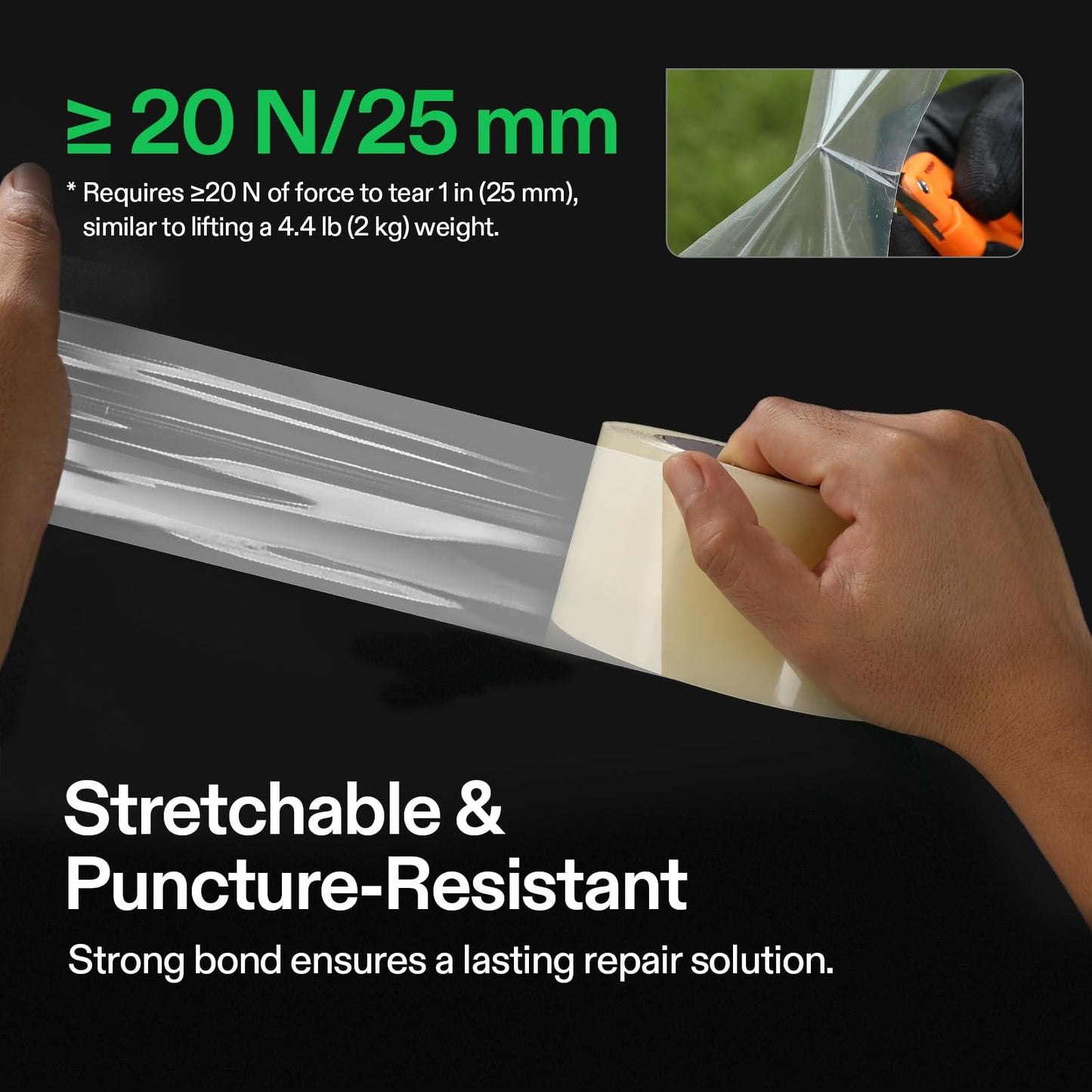 VIVOSUN Greenhouse Repair Tape, 6.3 mil 3" x 108' Weatherproof Clear Poly Patch Tape, Heavy Duty Greenhouse Sheeting Coverings Film Tape for Plastic Sheeting and Tents