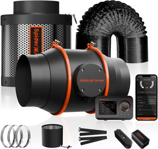 Spider Farmer 6 Inch Air Filtration Kit with Temp Humidity Controller