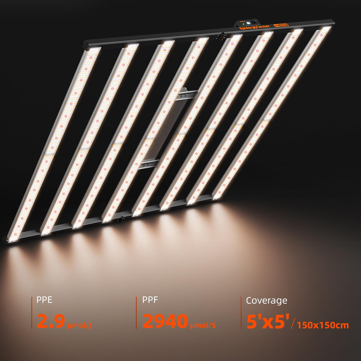 Spider Farmer SE5000 LED Grow Light 480W for 4x4 Grow Tents, App‑Controlled