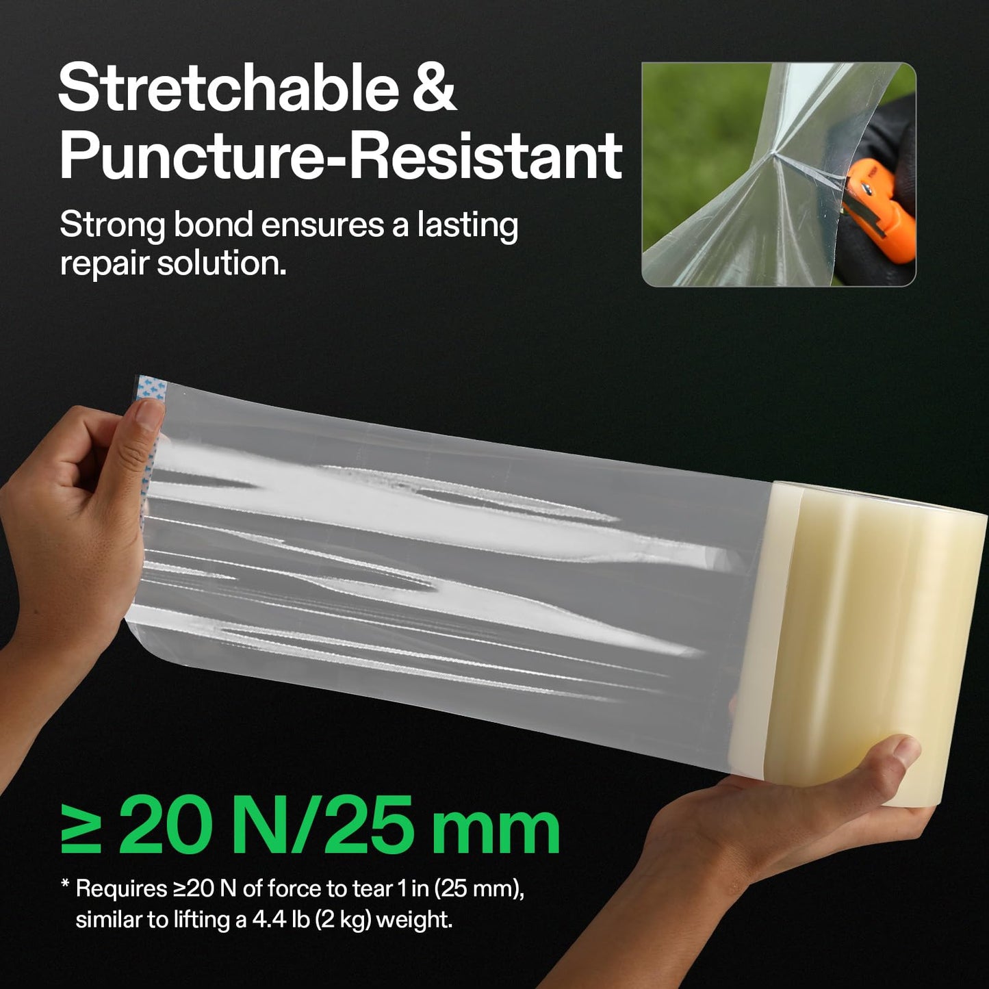 VIVOSUN Greenhouse Repair Tape, 6.3 mil 3" x 108' Weatherproof Clear Poly Patch Tape, Heavy Duty Greenhouse Sheeting Coverings Film Tape for Plastic Sheeting and Tents