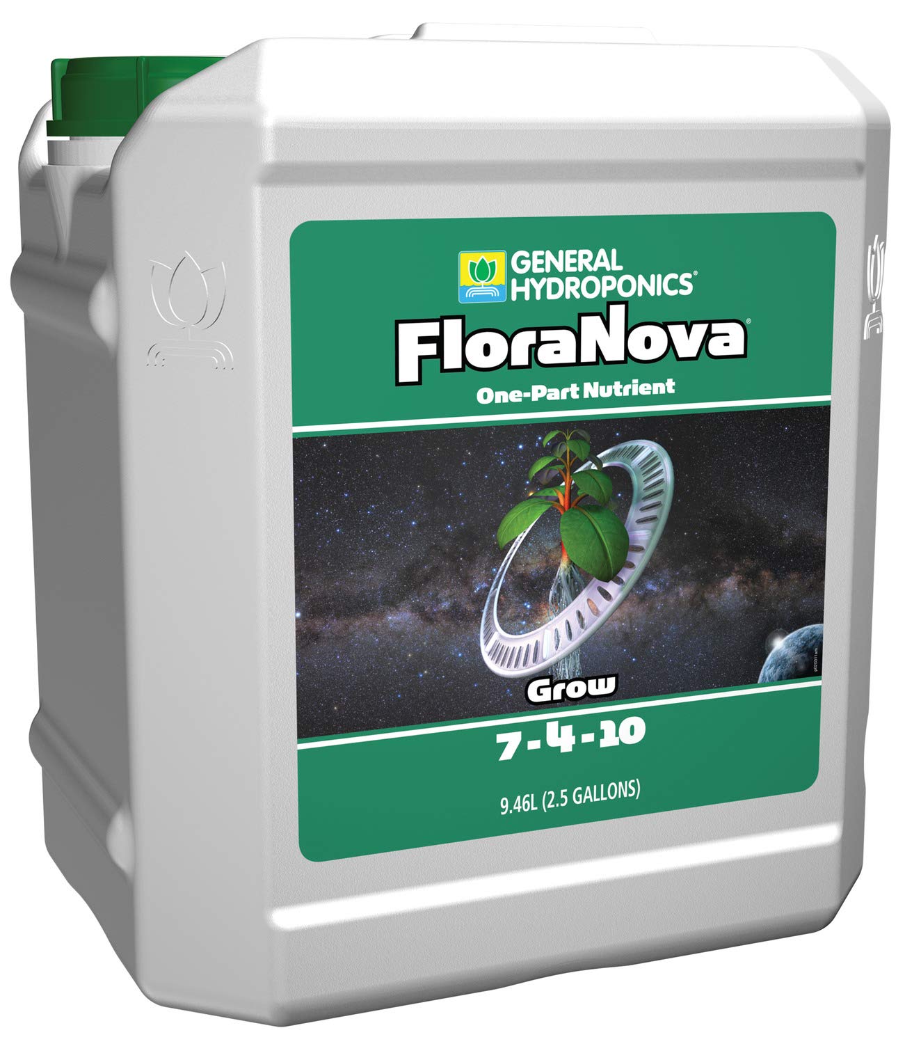 General Hydroponics HGC718807 FloraNova Grow 7-4-10, Robust Strength Of Dry Fertilizer But In Rapid Liquid Form Use For Hydroponics, Soilless Mixtures, Containers & Garden Grown Plants, 2.5-Gallon