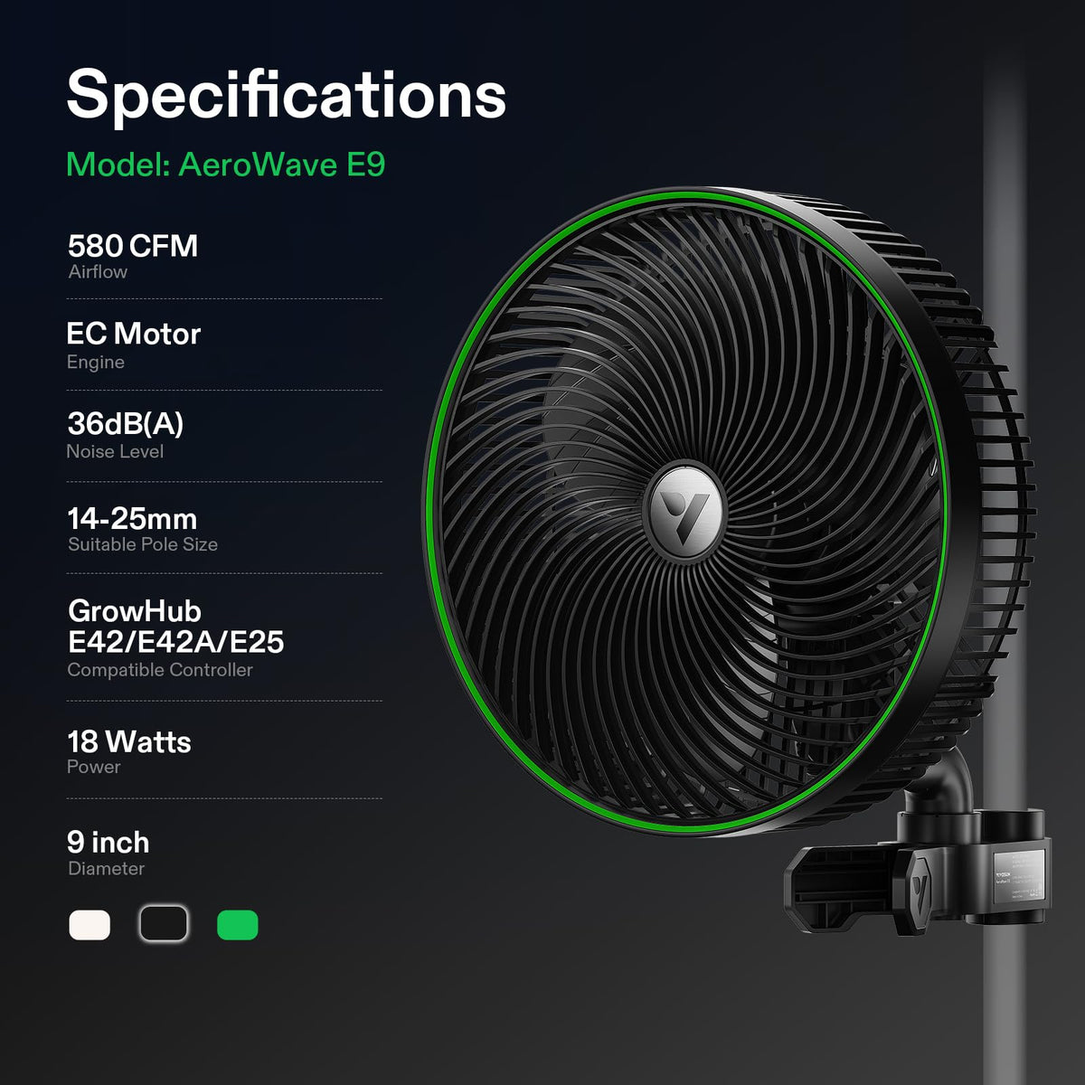 VIVOSUN AeroWave Oscillating Clip Fans, Size and Pack Options