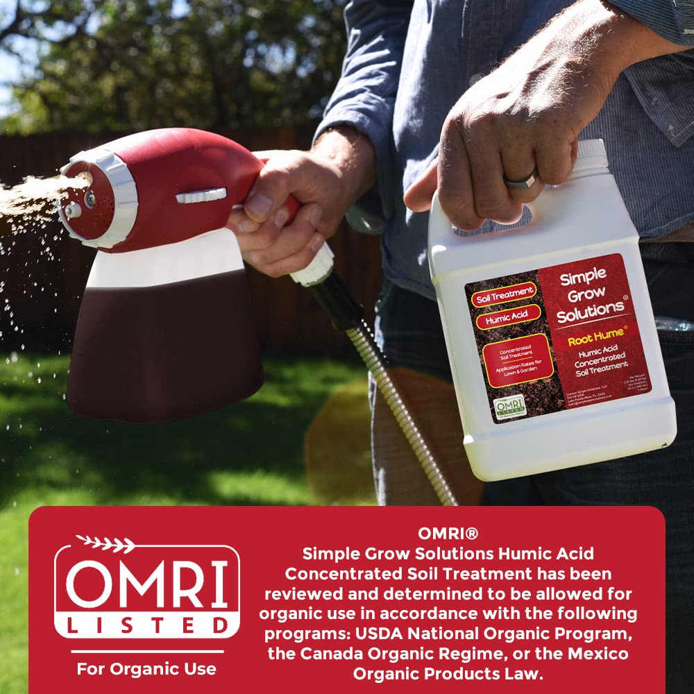 Organic Humic Acid Blend for Lawn and Garden - Root Hume - Concentrated Liquid Soil Conditioner for All Grass Types -Simple Lawn Solutions- OMRI Organic - Use with Fertilizer Program (2.5 Gallon)