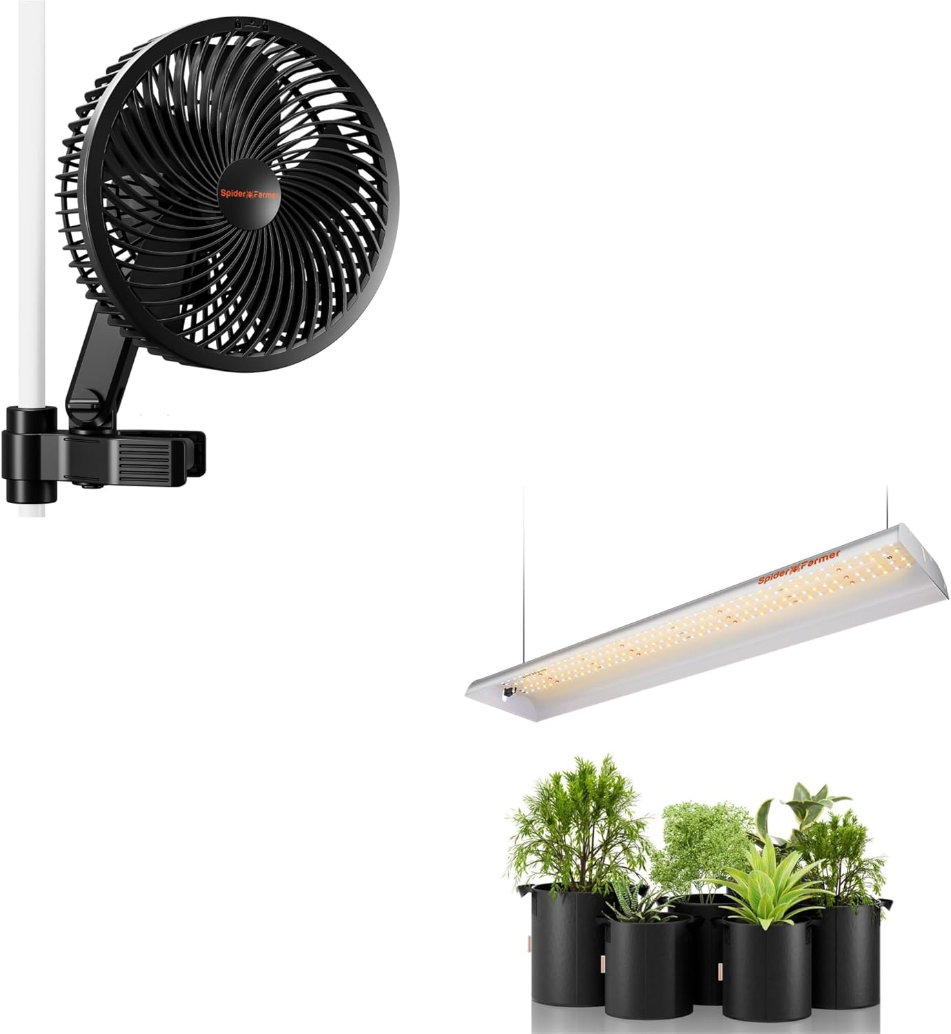 Spider Farmer New Grow Tent Fan 6" and SF300 LED Grow Lights Sunlike Full Spectrum Plant Grow Light